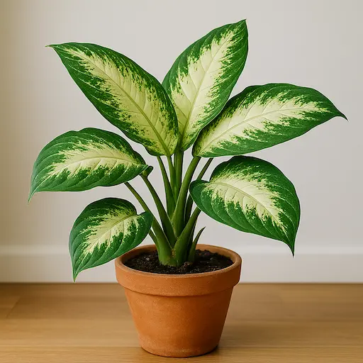 Dieffenbachia variegata, una delle piante con foglie grandi più semplici