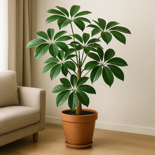 Schefflera a portamento ombrello, tra le piante alte da interno più facili
