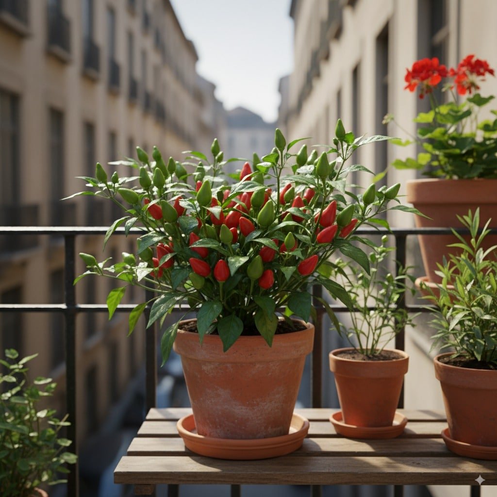 Peperoncini in balcone