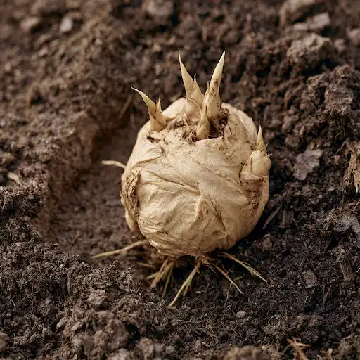 Rizoma di calla con gemme vegetative pronto per essere piantato