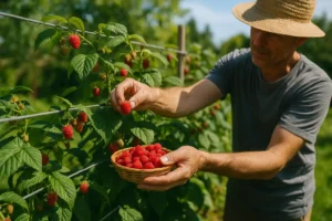 coltivazione di lamponi con traliccio