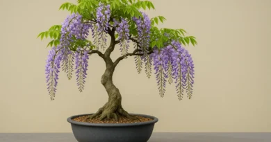bonsai di glicine in vaso