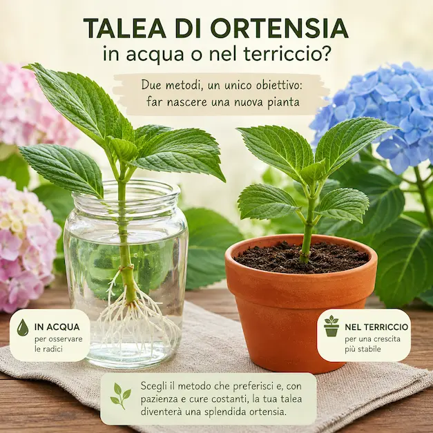 talea di ortensia in acqua