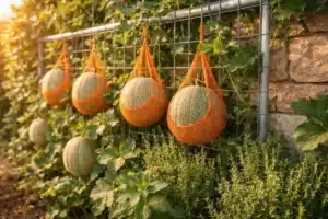 coltivazione dei meloni in verticale