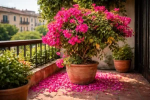 Bougainvillea perde i fiori rossi