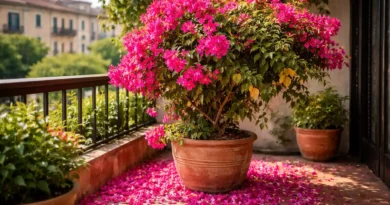 Bougainvillea perde i fiori rossi