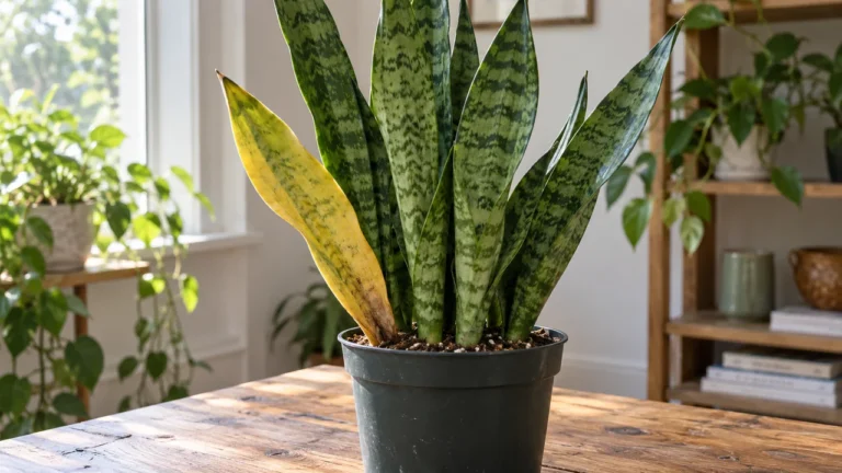 Sansevieria foglie gialle: una foglia esterna ingiallita in vaso